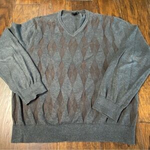 J. FERRAR V-Neck Argyle Sweater Grandpa Sweater Cottage